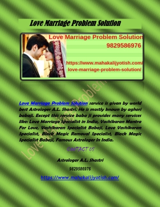 Love Marriage Problem Solution