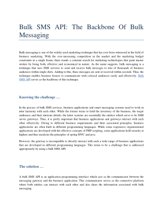Bulk SMS API For Messaging