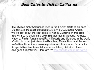 cities to visit in California