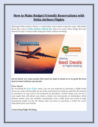 How to Make Budget Friendly Reservations with Delta Airlines Flights