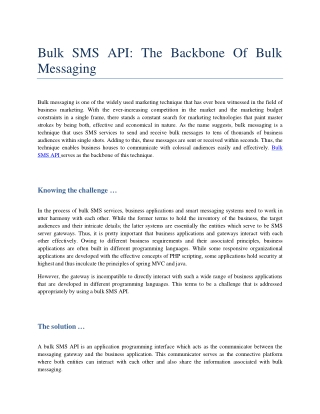 Need for Bulk SMS API in Bulk Messaging