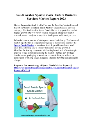 Saudi Arabia Sports Goods Market Opportunity and Forecast 2018-2023