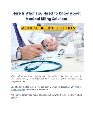 Here Is What You Need To Know About Medical Billing Solutions
