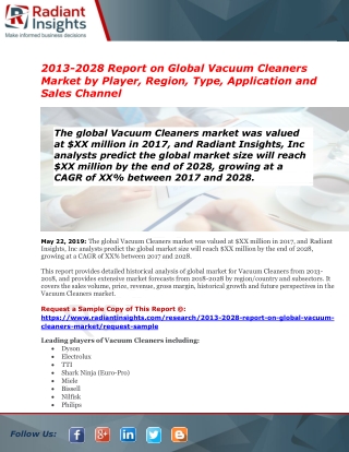 Vacuum Cleaners Market Latest Study, Research & Growth in near future 2028