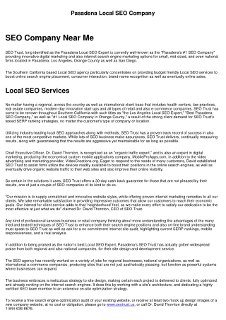 Pasadena Local SEO Company