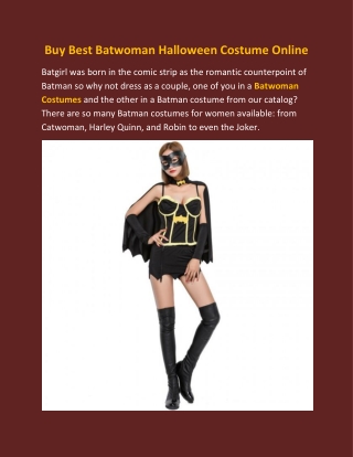 Buy Best Batwoman Halloween Costume Online