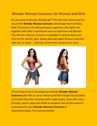 Wonder Woman Costumes for Women and Girls