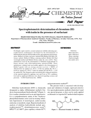 Spectrophotometric determination of chromium (III) with isatin in the presence of surfactant