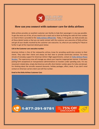 How can you connect with customer care for delta airlines