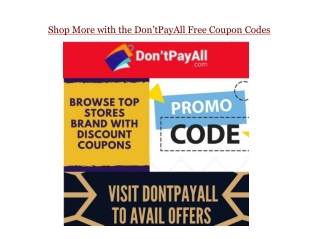 Make Maximum Use of the Don’tPayAll Deals and Coupons