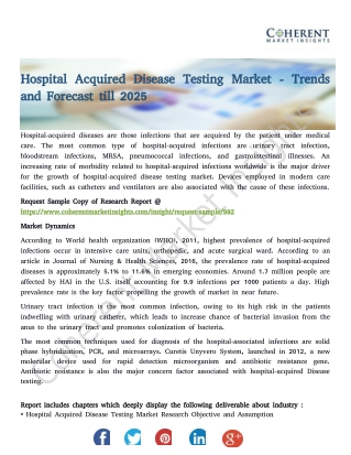 Hospital Acquired Disease Testing Market - Trends and Forecast till 2025