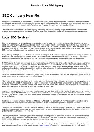 Pasadena Local SEO Services