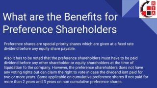 Benefits for Preference Shareholders