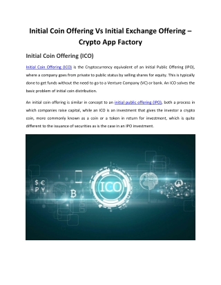 Initial Coin Offering Vs Initial Exchange Offering – Crypto App Factory