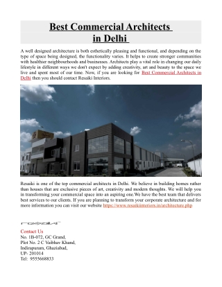 Best Commercial Architects in Delhi