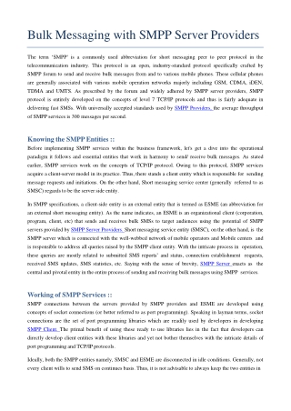 Knowing SMPP entities equipped with SMPP providers