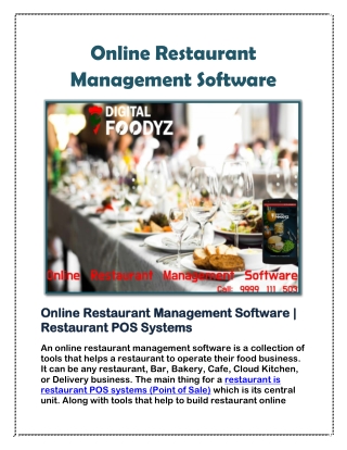 Online Restaurant Management Software - Restaurant POS Systems