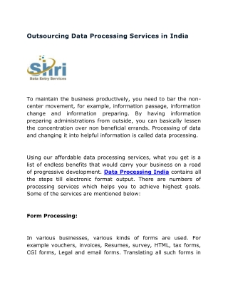 Outsourcing Data Processing Services in India