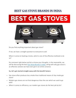 Best Gas Stove Brands in India