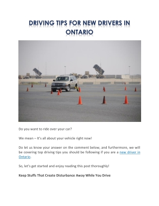 Driving Tips for New Drivers In Ontario