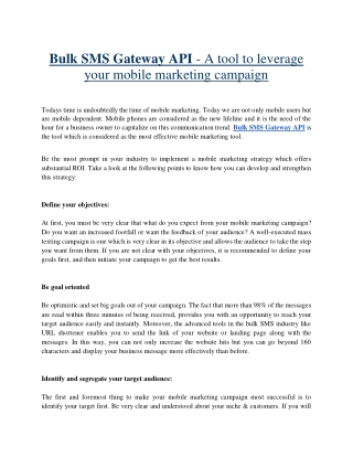 Sharpen Your Mobile Marketing Strategy With Bulk SMS Gateway API