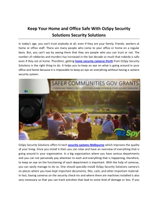 Keep Your Home and Office Safe With OzSpy Security Solutions
