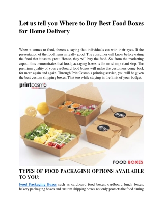 Let us tell you Where to Buy Best Food Boxes for Home Delivery