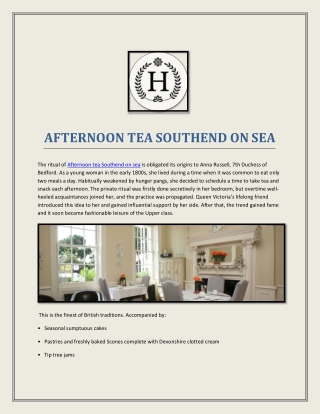 AFTERNOON TEA SOUTHEND ON SEA