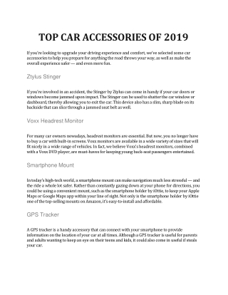 TOP CAR ACCESSORIES OF 2019
