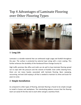 Top 4 Advantages of Laminate Flooring over Other Flooring Types