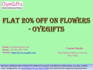 Flat 20% off on Flowers – OyeGifts