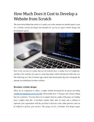 How Much Does it Cost to Develop a Website from Scratch