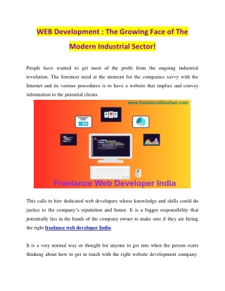 WEB Development : The Growing Face of The Modern Industrial Sector!