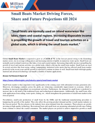 Small Boats Market Driving Forces, Share and Future Projections till 2024