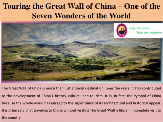 Touring the Great Wall of China – One of the Seven Wonders of the World