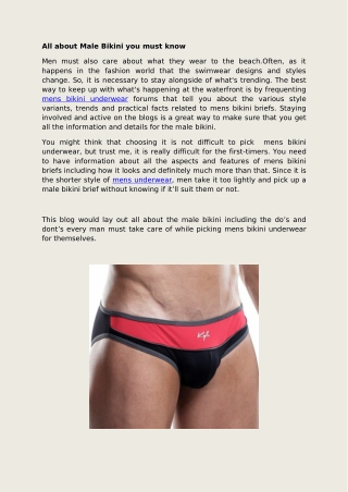 All about Male Bikini you must know