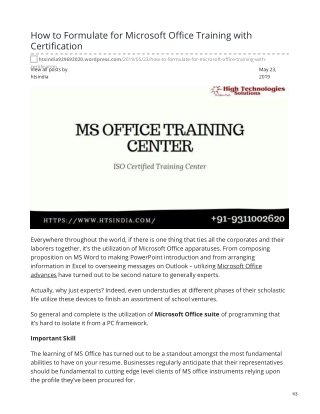 Best Training for MS Office course in Delhi with Placement