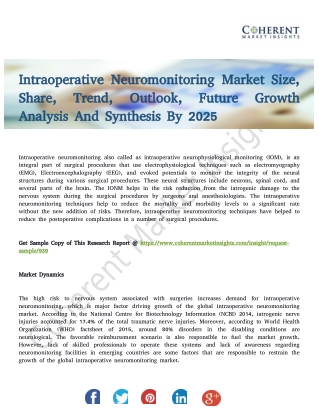 Intraoperative Neuromonitoring Market Anticipates Steady Growth Till 2025