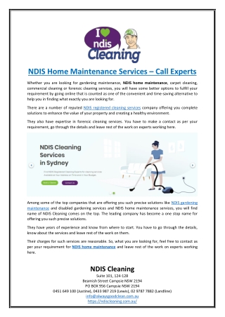 NDIS Home Maintenance Services – Call Experts