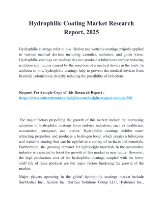 Hydrophilic Coating Market Research Report, 2025