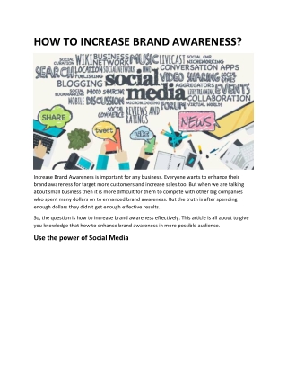 HOW TO INCREASE BRAND AWARENESS?