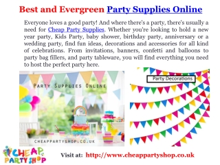 Best and Evergreen Cheap Party Supplies Online