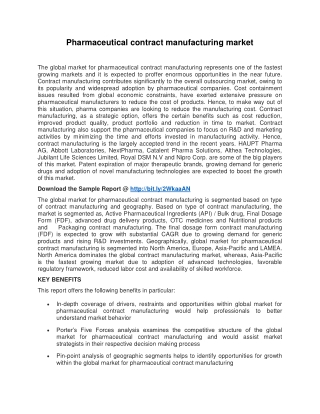 Pharmaceutical Contract Manufacturing Market