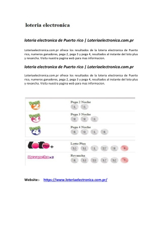 loteria electronica de Puerto rico | Loteriaelectronica.com.pr