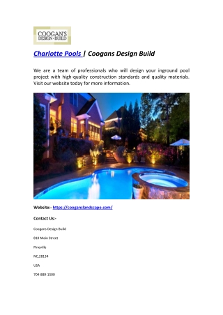 Charlotte Pools | Coogans Design Build