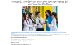 Những điều cần biết về tiêu chuẩn chức danh nghề nghiệp giáo viên Trung Học Phổ Thông