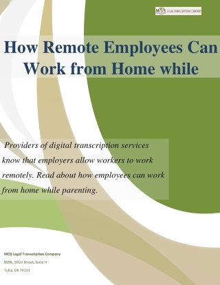 How Remote Employees Can Work from Home while Parenting