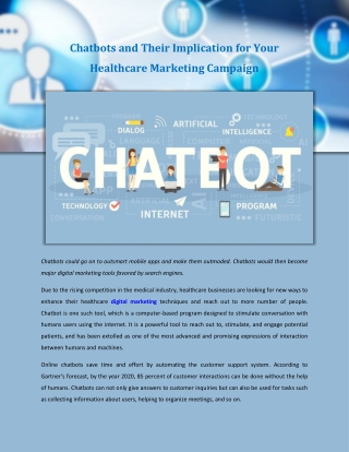 Chatbots and Their Implication for Your Healthcare Marketing Campaign