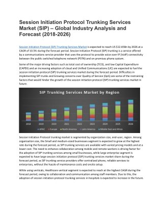 Session Initiation Protocol Trunking Services Market (SIP)