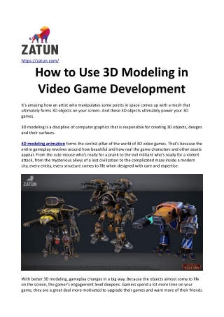 How to use 3D Modeling in Video Game Development